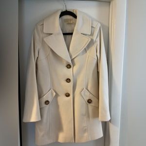 Michael Kors white wool winter knee length coat.